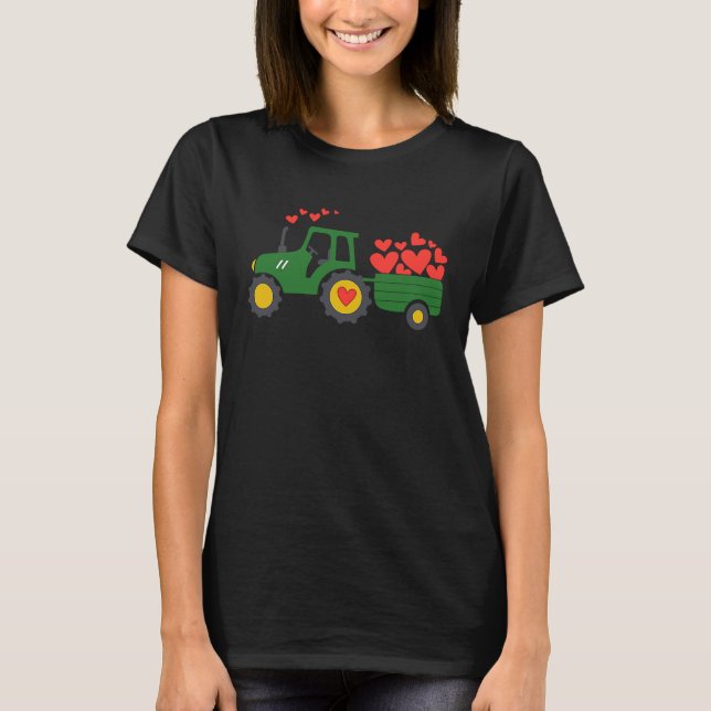 Cute Tractor Valentines Day Truck Toddler Boys T-Shirt (Front)