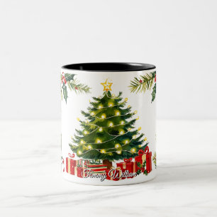 Cute Traditional Christmas Two-Tone Coffee Mug
