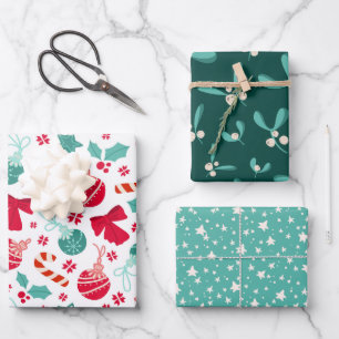 Cute Traditional Christmas Wrapping Paper Sheet