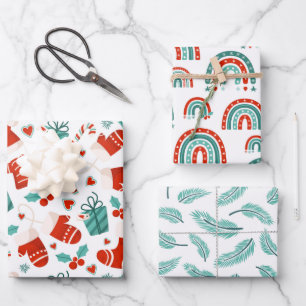 Cute Traditional Christmas Wrapping Paper Sheet