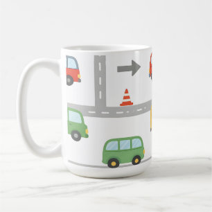 Cute Traffic Road Vehicles Pattern Kids Coffee Mug