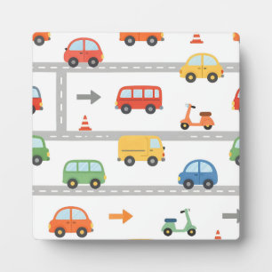 Cute Traffic Road Vehicles Pattern Kids Plaque