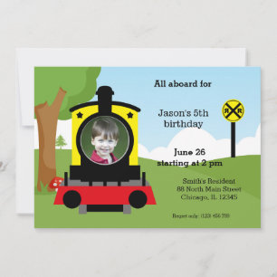 Cute train birthday invitation