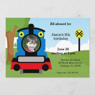Cute train birthday invitation