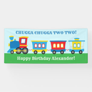 Cute Train Birthday Party Banner