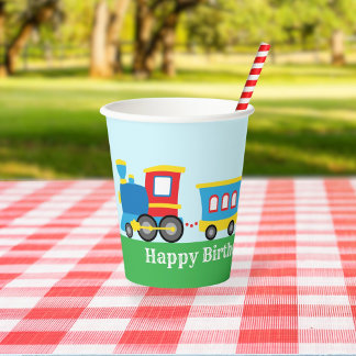 Cute Train Birthday Party Paper Cups