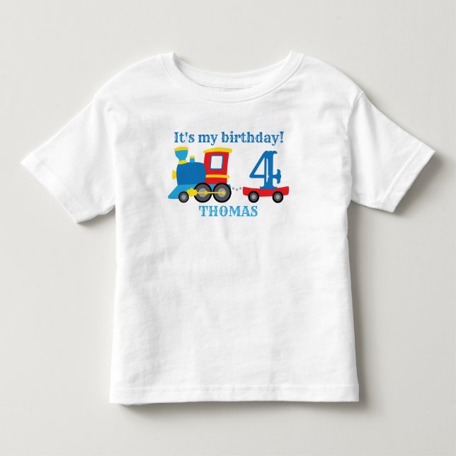 Cute Train Birthday Toddler T-shirt (Front)