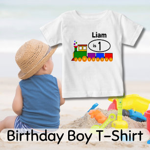 Cute Train Boy's 1st Birthday Baby T-Shirt