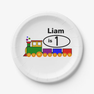 Cute Train Boy's 1st Birthday  Paper Plate
