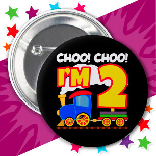 Cute Train Colourful 2nd Birthday Choo Choo I'm 2 6 Cm Round Badge
