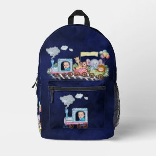 Cute train engine printed backpack