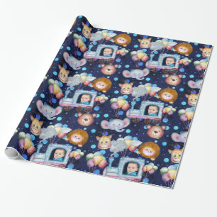 Cute train photo wrapping paper