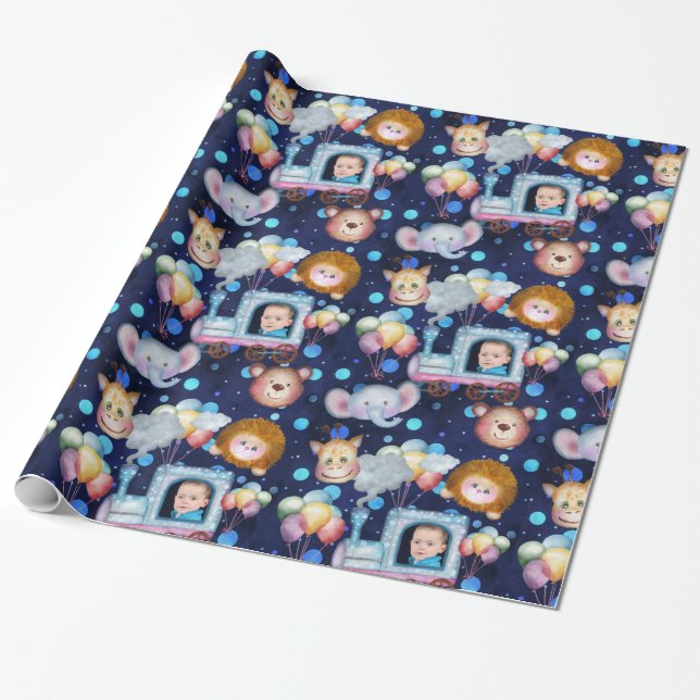 Cute train photo wrapping paper (Unrolled)