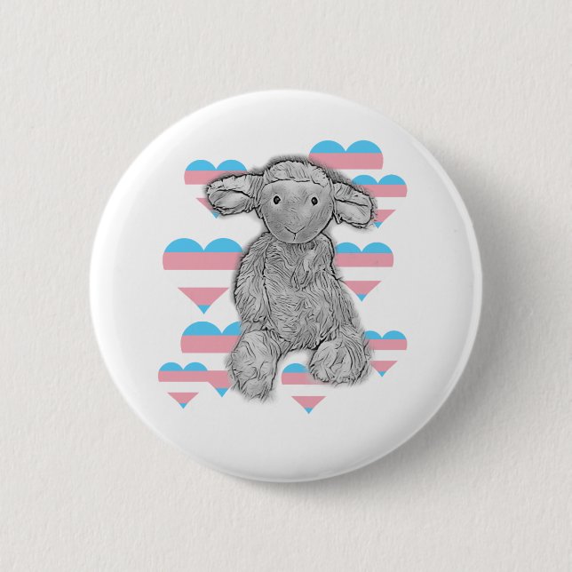 Cute Trans Lamb 6 Cm Round Badge (Front)