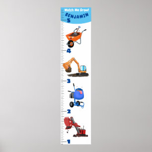 Cute transport cartoon growth chart