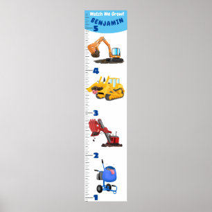 Cute transport cartoon growth chart