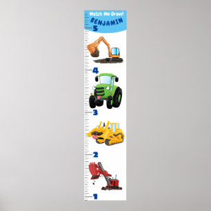 Cute transport cartoon growth chart