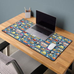 Cute Transportation Blue Desk Mat