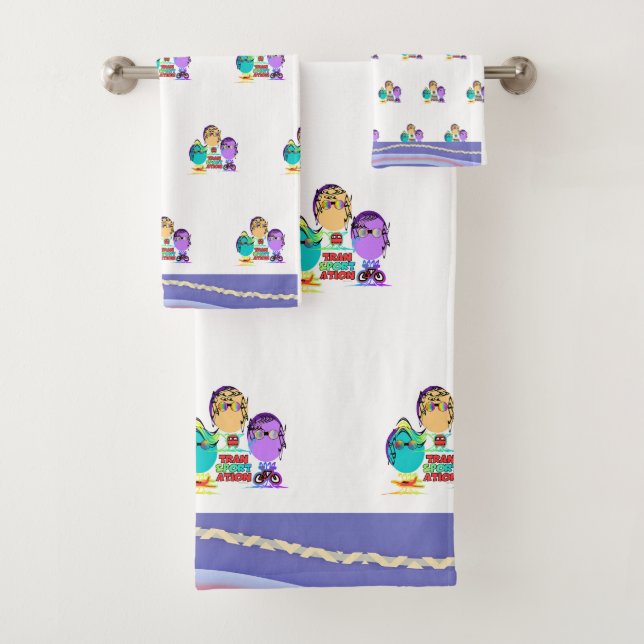 Cute Transportation Caricature Kids Towel Set (Insitu)