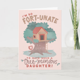 Cute Tree Fort Punny birthday wish for daughter Card
