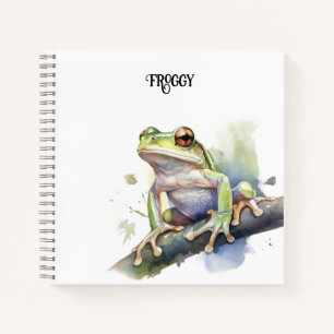 cute tree frog sitting on a branch customisable notebook
