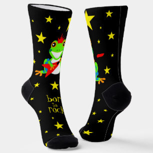 Cute Tree Frogs Rockin' Red Guitars Socks