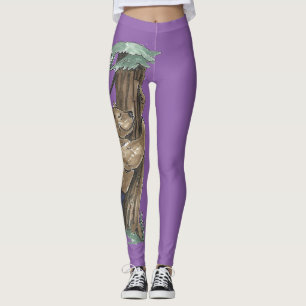 Cute Tree Hugger Bear Outdoor Scene Designed Leggings
