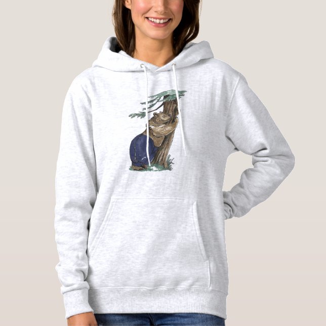 Cute Tree Hugger Bear With Leggings Outdoor Design Hoodie (Front)