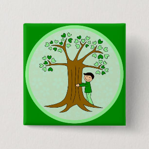 Cute Tree Hugger Design 15 Cm Square Badge