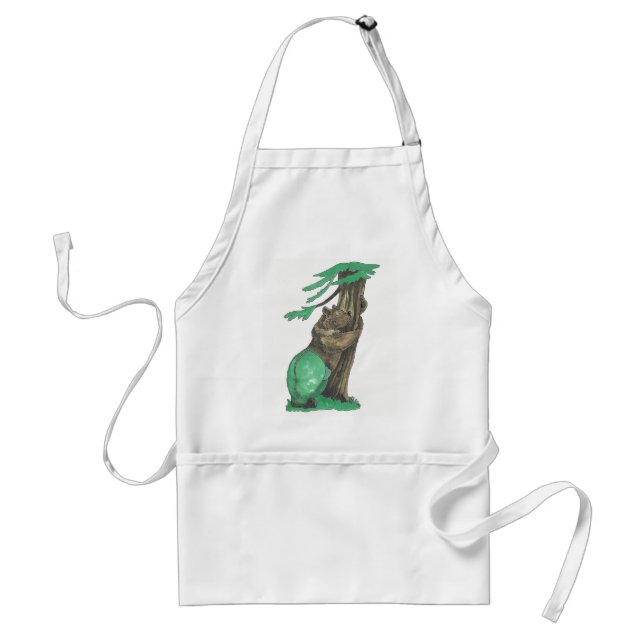 Cute Tree Hugging Bear Wildlife Scene Standard Apron (Front)