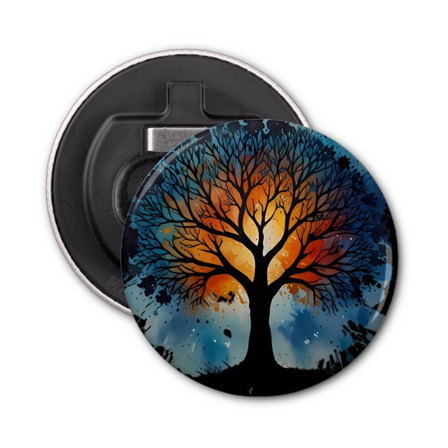 Cute Tree of Life Watercolour Bottle Opener (Front)