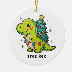 Cute Tree Rex Christmas Dinosaur T Rex Xmas Lights Ceramic Tree Decoration