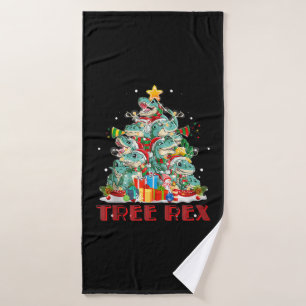 Cute Tree Rex T Rex Dinosaur Christmas Tree Lights Bath Towel