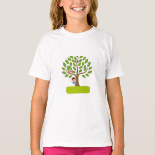 Cute Tree with Kids and Birds T-Shirt Design