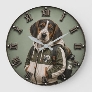 Cute Treeing Walker Coonhound Puppy Large Clock