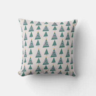 Cute Trees Doodles Pink Green Cushion