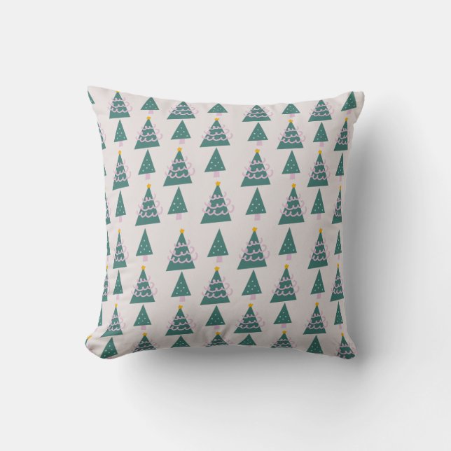 Cute Trees Doodles Pink Green            Cushion (Front)