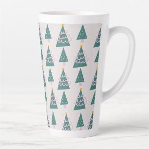 Cute Trees Doodles Pink Green Latte Mug