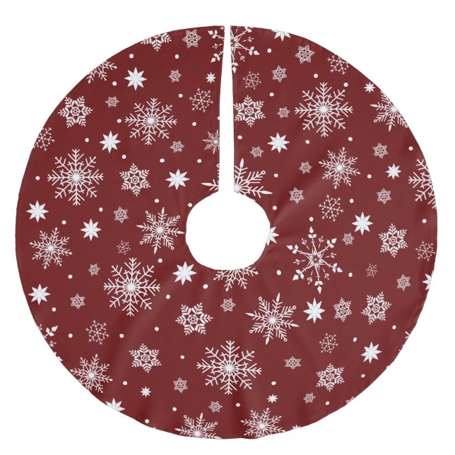 Cute Trending Snowflakes pattern Brushed Polyester Brushed Polyester Tree Skirt (Front)