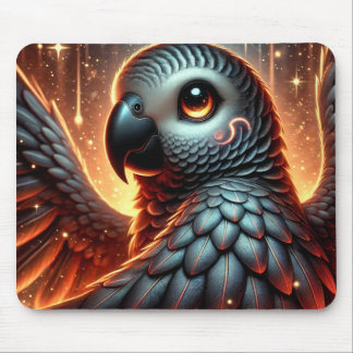 Cute Trendy African Grey Parrot | Anime Mousepad