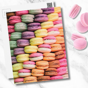 Cute Trendy Bakery Colourful French Macaron Cookie Postcard