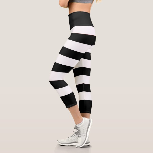 Cute Trendy Black And White Stripes Capri (Left)