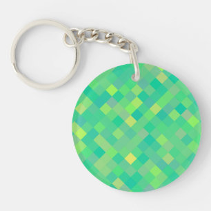 CUTE Trendy Bright Multi-Colour Square Pattern Key Ring