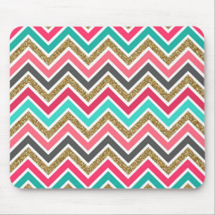 Cute trendy chevron faux glitter zigzag pattern mouse mat