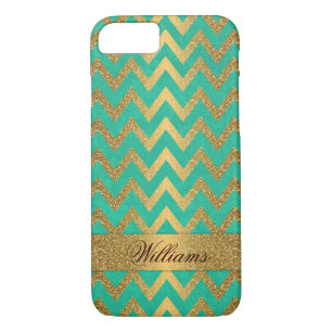 Cute trendy chevron zigzag faux gold glitter iPhone 8/7 case