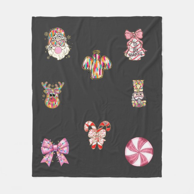 Cute trendy Christmas throw  Fleece Blanket (Front)