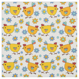 Cute trendy colourful chicken easter design fabric