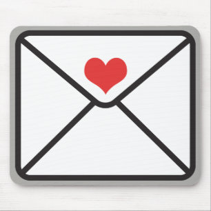 Cute Trendy Envelope Heart Graphic & Grey Mouse Mat