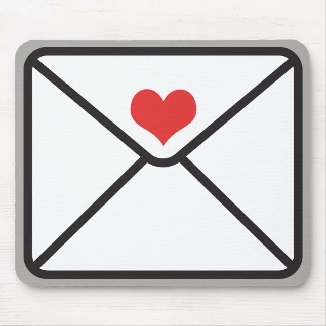 Cute Trendy Envelope Heart Graphic & Grey Mouse Mat (Front)