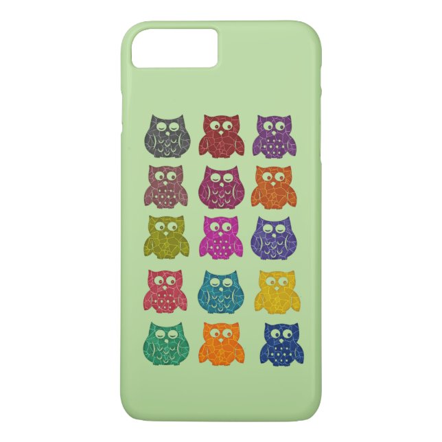 Cute Trendy fancy colourful abstract owls Case-Mate iPhone Case (Back)